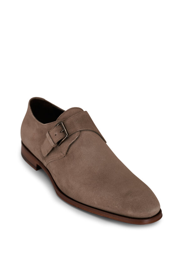 To Boot New York Bower Taupe Suede Monk Strap Dress Shoe