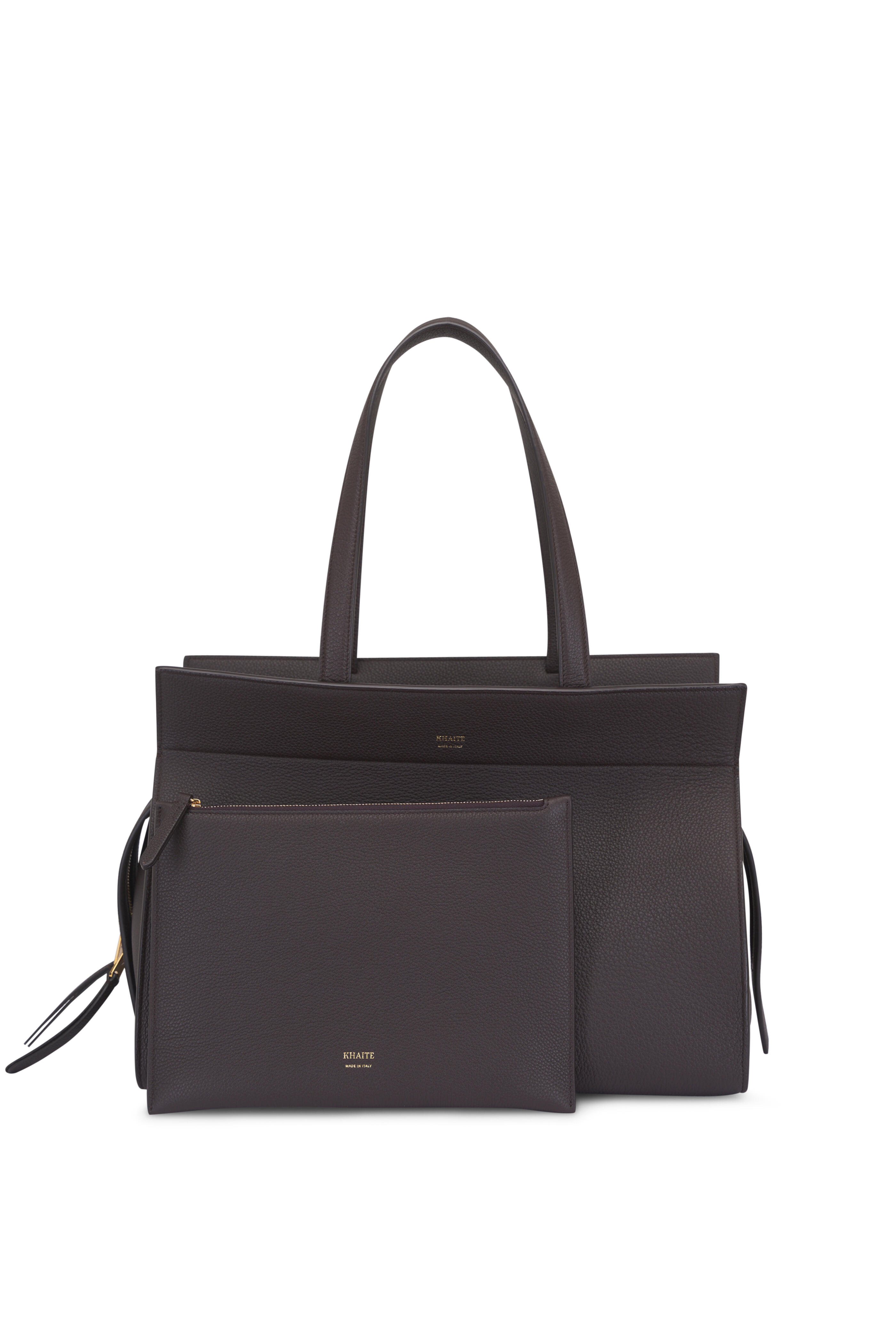 Khaite - Crosby Espresso Pebbled Leather Handbag