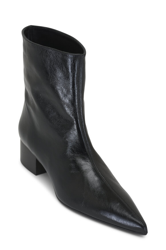 Khaite Andee Black Leather Ankle Boot, 40mm