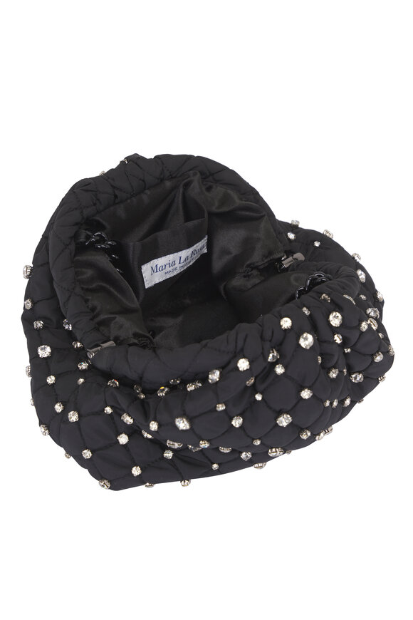 Maria La Rosa Strass Mini Game Black Quilted Rhinestone Clutch - view 6