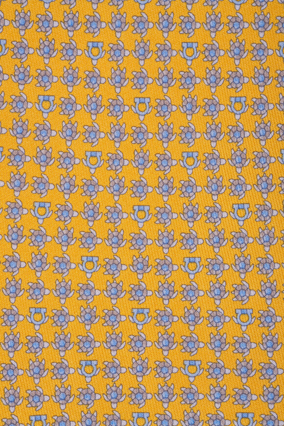 Ferragamo Yellow Turtle Print Silk Necktie - view 2
