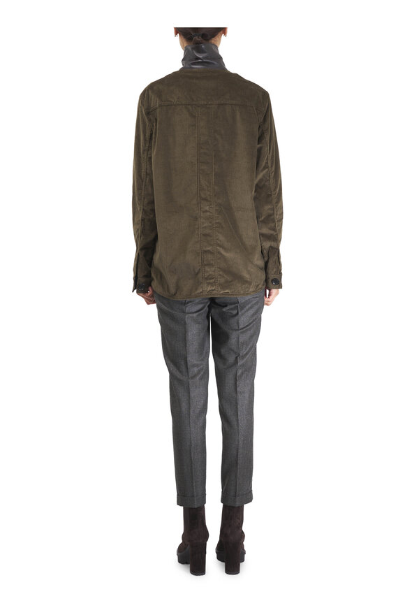 Kiton Green Cotton & Cashmere Long Sleeve Shirt Jacket - view 3