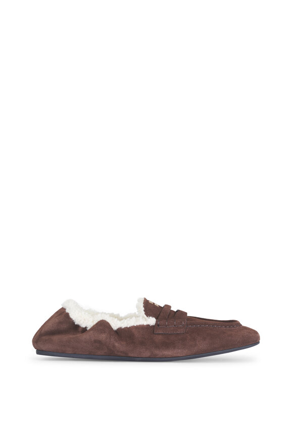 Miu Miu Brown Suede Shearling Penny Loafer - view 3