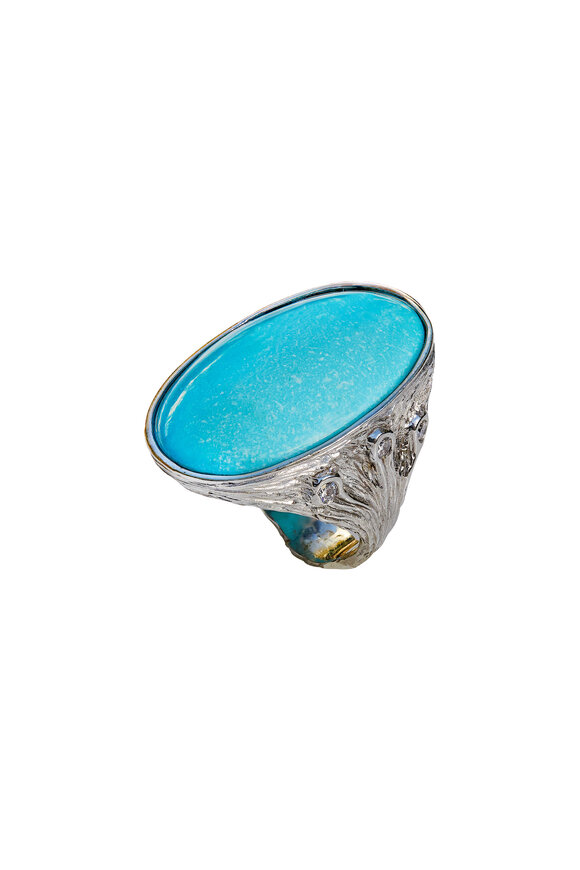 K. Brunini Jewels Turquoise Twig Signet Ring - view 1