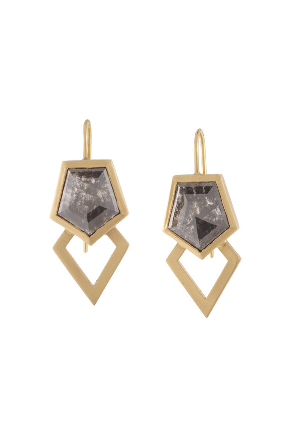 Sylva & Cie 14k Yellow Gold Electra Rough Cut Diamond Earrings - view 1