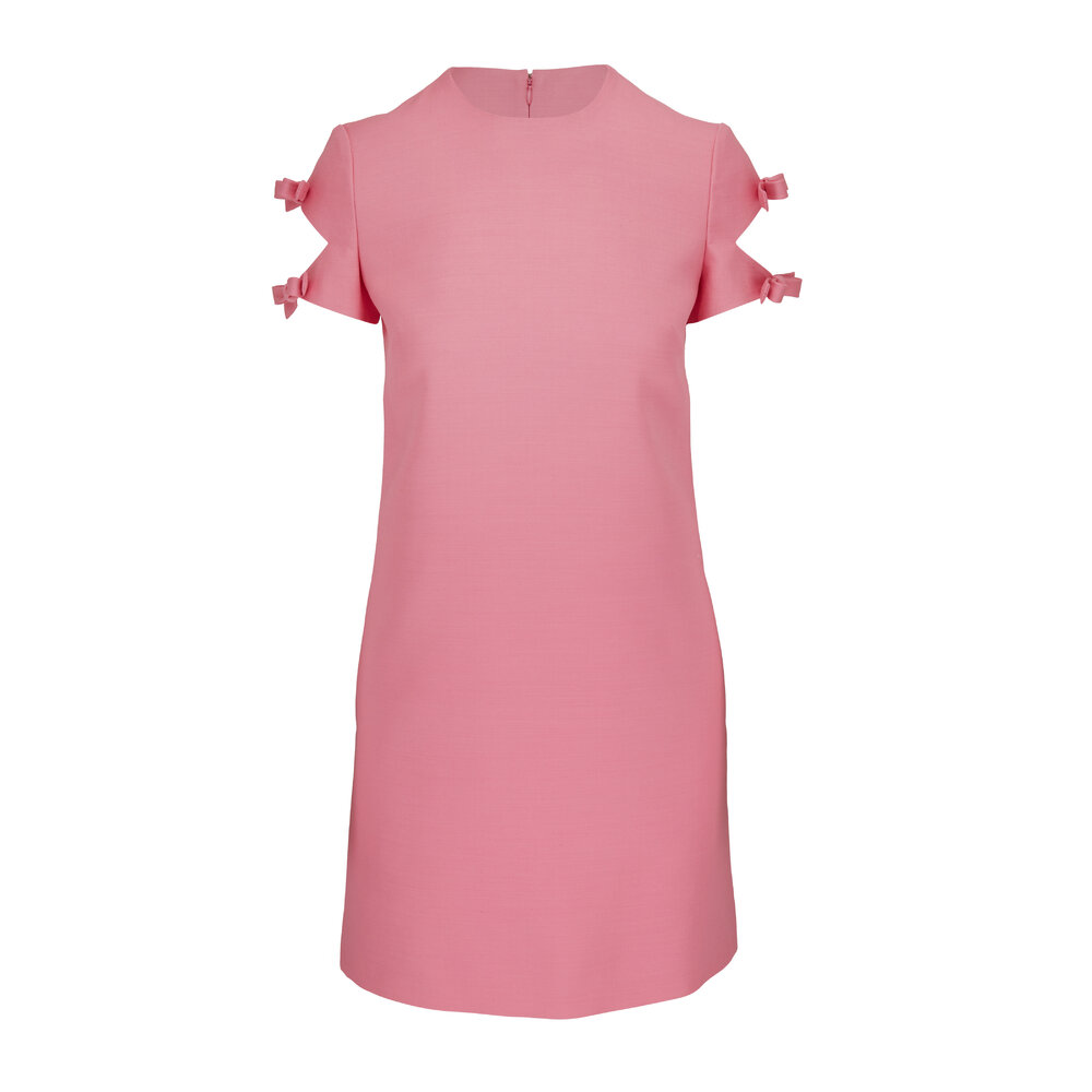 Valentino - Solid Light Pink Crepe Couture Bow Dress