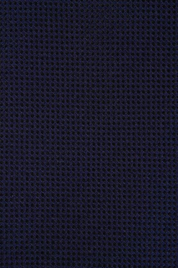 Zegna Solid Navy Blue Silk Necktie - view 2