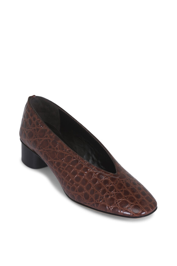 Le Monde Béryl Luna Chestnut Embossed Leather Pump, 50mm - view 1