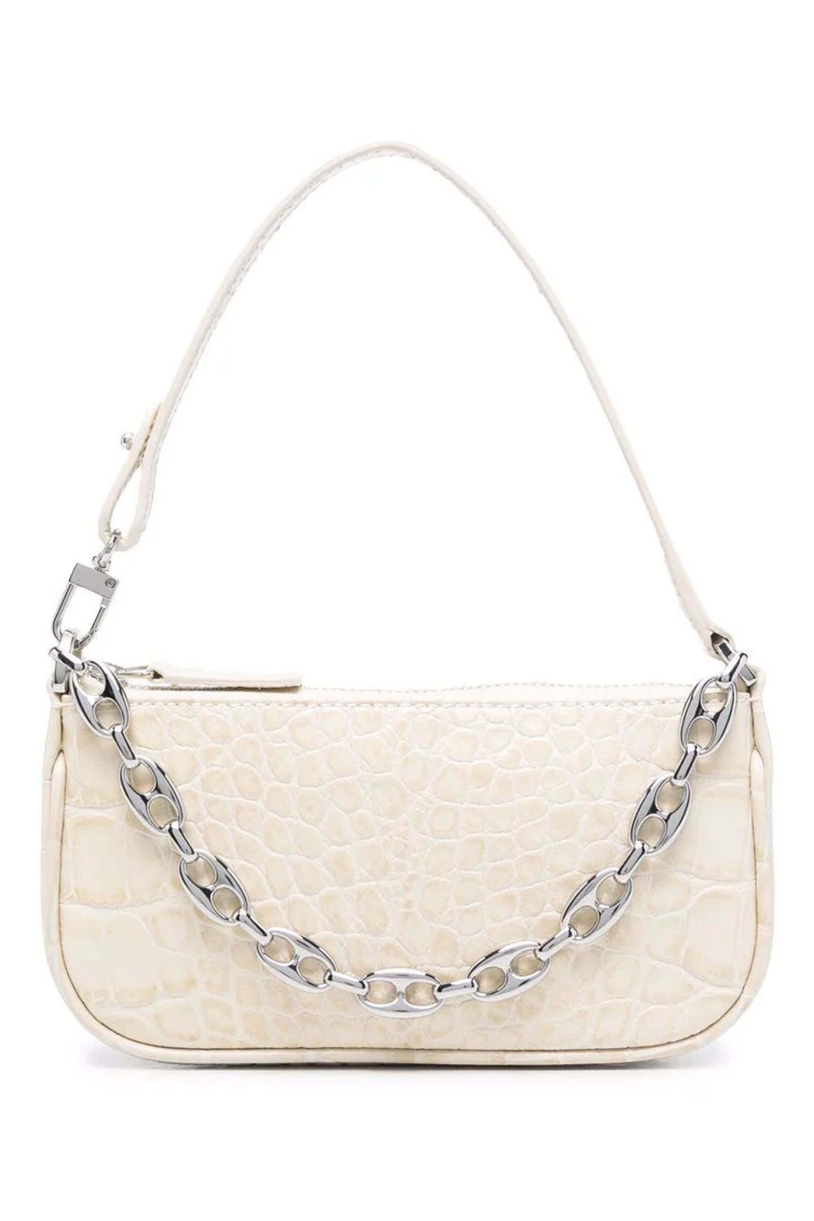 By Far - Mini Rachel Croco Embossed Bag in Cream