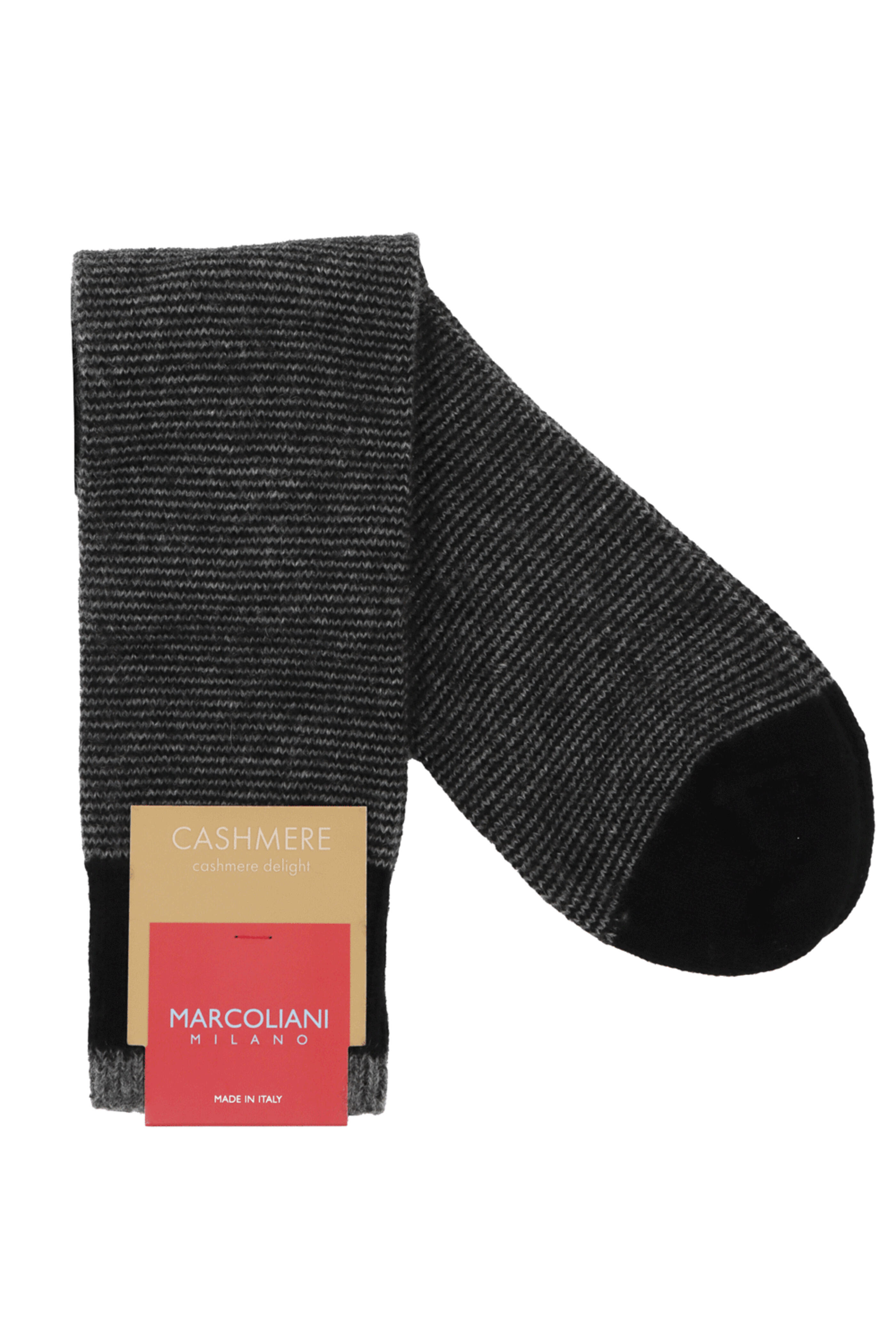 Marcoliani - Black Microstripe Midcalf Socks