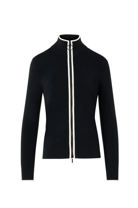 Akris Punto Black & Cream Knit Zip Cardigan - view 1