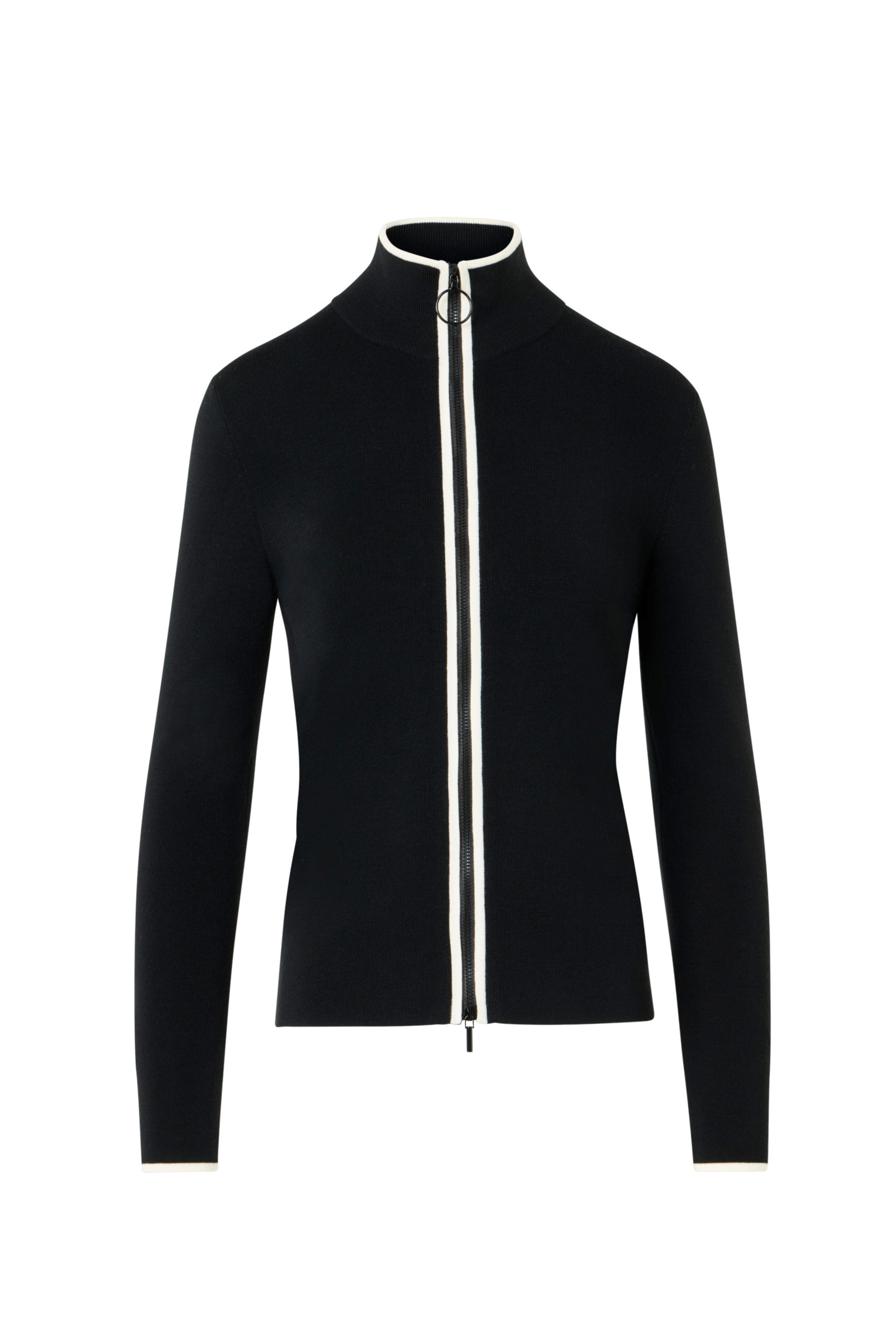 Akris Punto - Black & Cream Knit Zip Cardigan - view 1