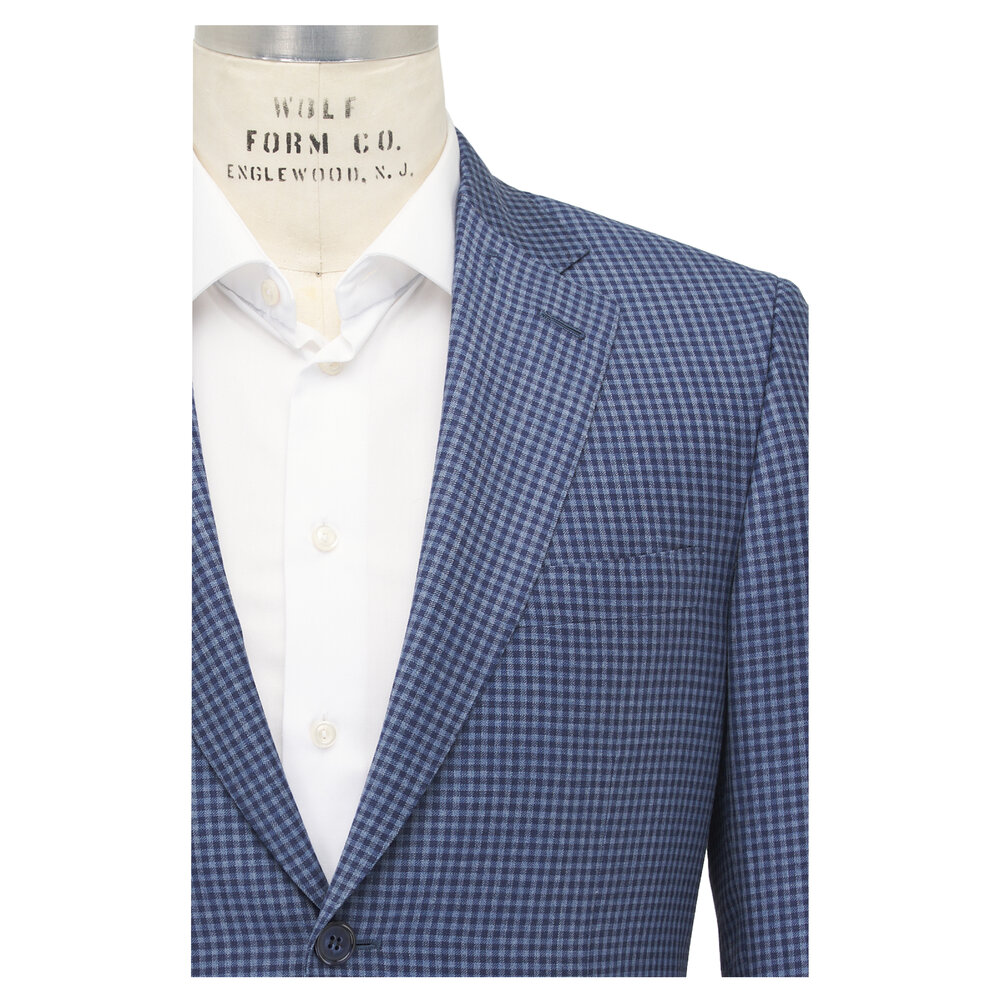 Brioni - Blue Check Wool Sportcoat | Mitchell Stores