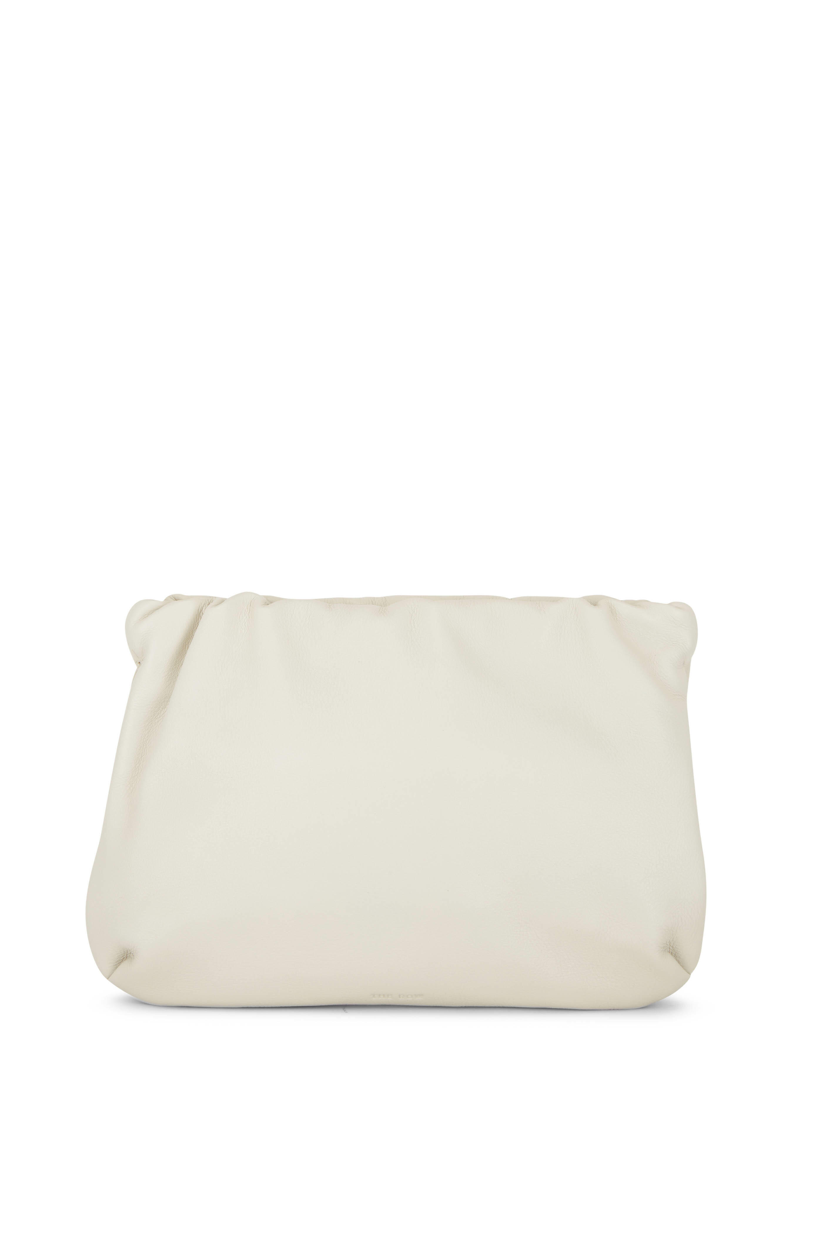 The Row - Bourse Ivory Leather Clutch