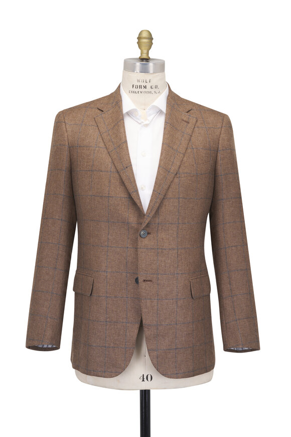 Brioni Light Brown & Gray Windowpane Cashmere Sportcoat - view 2