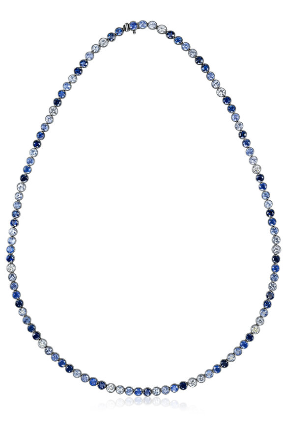 Nam Cho 18k White Gold Diamond & Sapphire Riviera Necklace