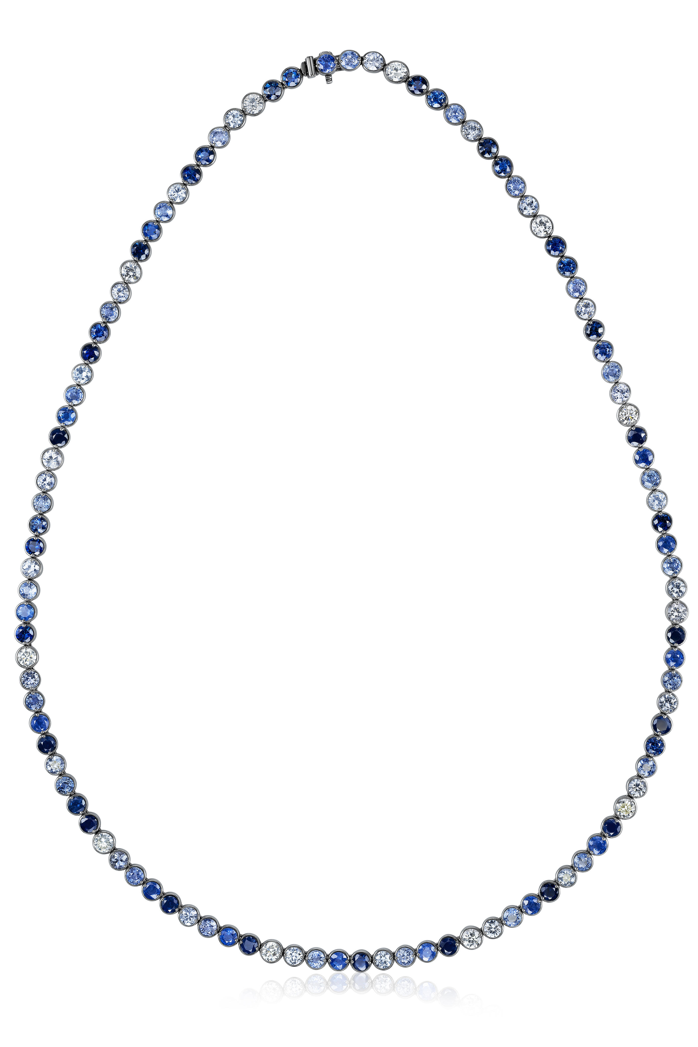 Nam Cho - 18k White Gold Diamond & Sapphire Riviera Necklace