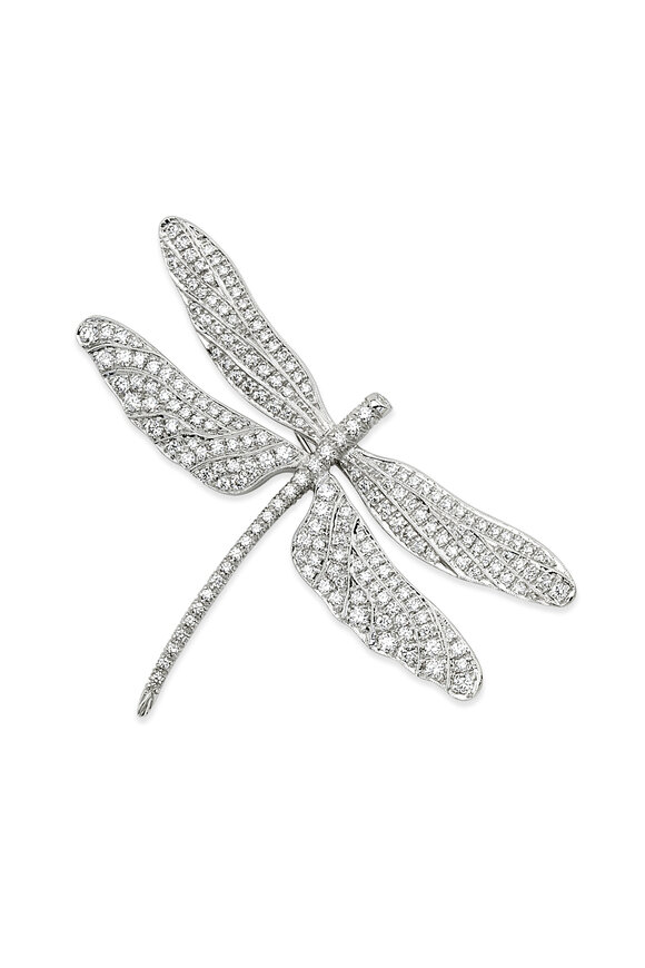 Aaron Henry White Gold Dragonfly Diamond Pin - view 1