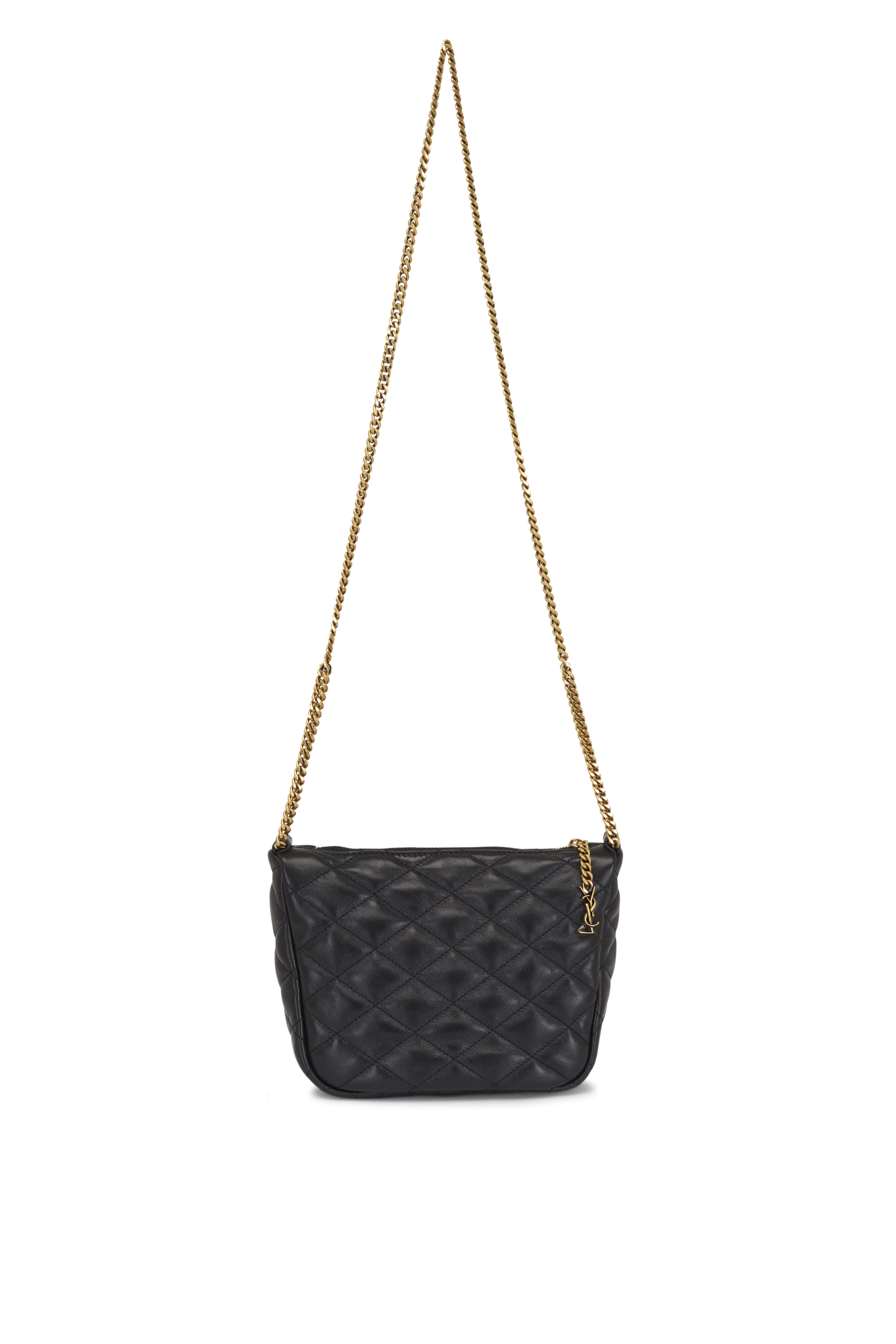 Saint Laurent - Mini Cassandre Black Quilted Leather Hobo Bag