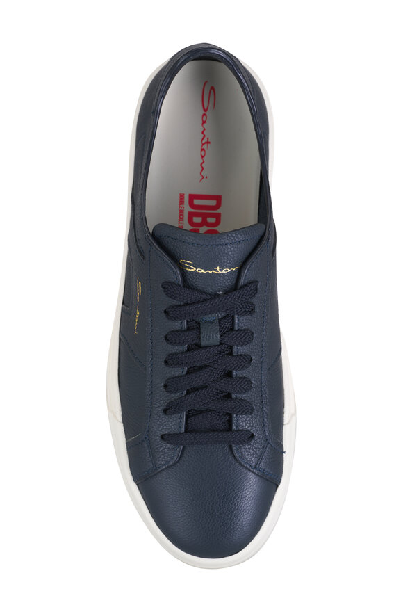 Santoni - DBS1 Navy Leather Low Top Sneaker 