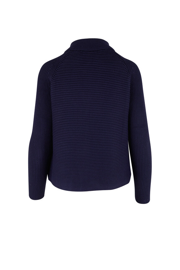 Kinross - Navy Ribbed Cotton Cardigan