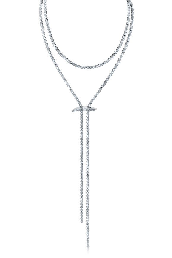 Graziela Gems - Mega Diamond Swirl Slide Lariat Necklace