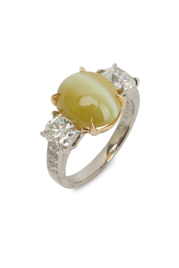 Oscar Heyman - White Diamond Platinum Catseye Ring