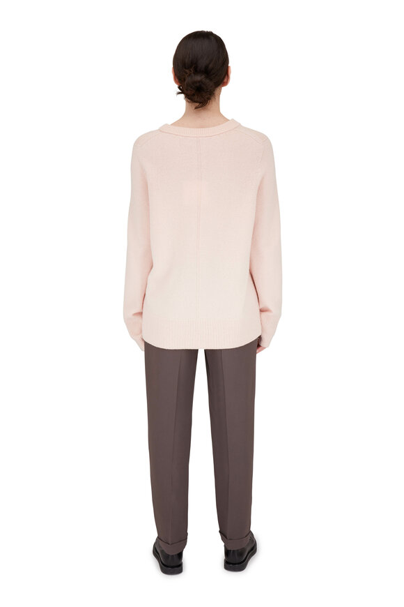 The Row - Sibina Baby Pink Wool & Cashmere Crewneck Sweater