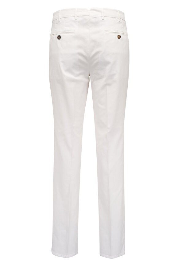 Brunello Cucinelli Off White Flat Front Cotton Chino - view 3