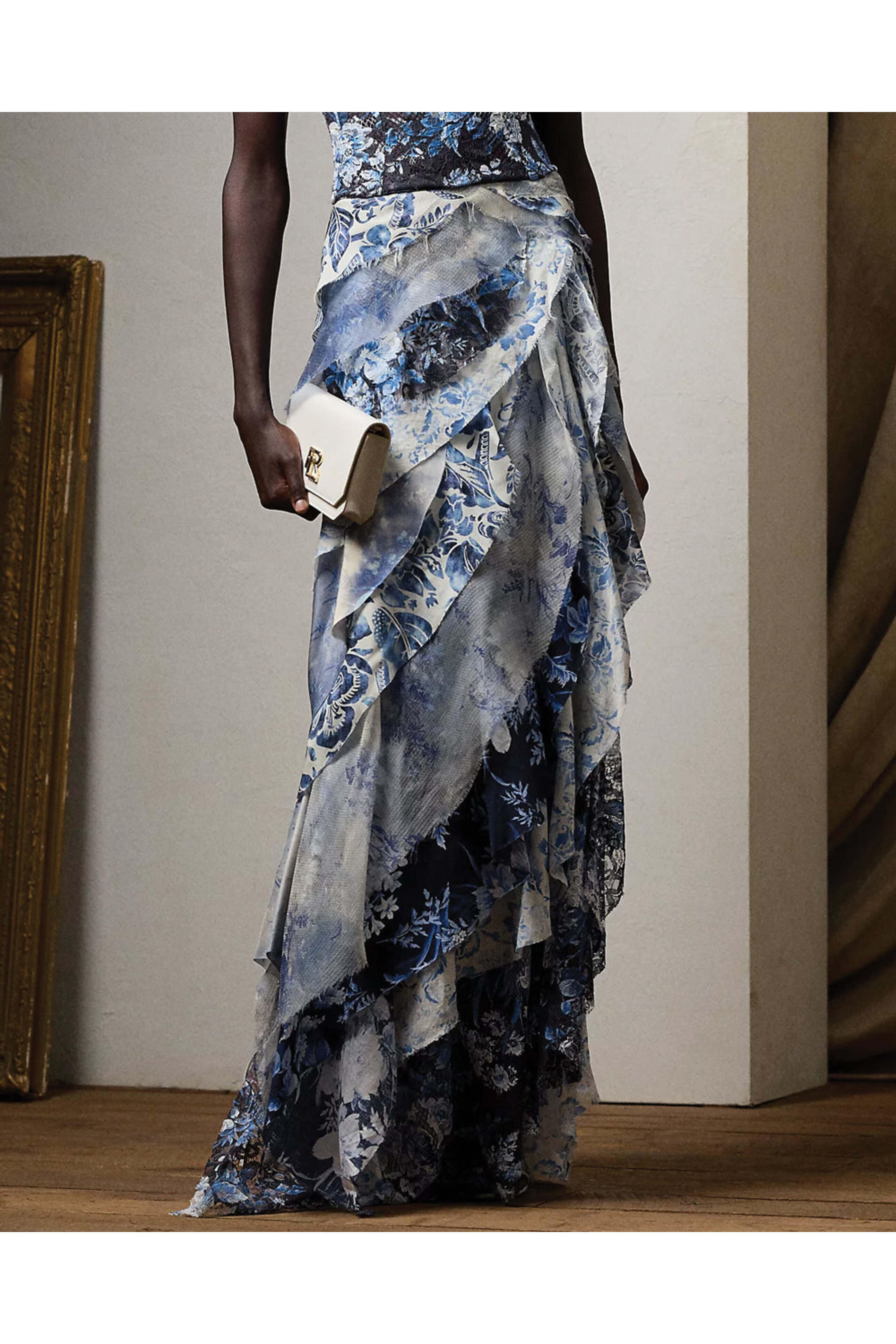 Ralph Lauren - Blue and Pearl Wildflower Maxi Skirt