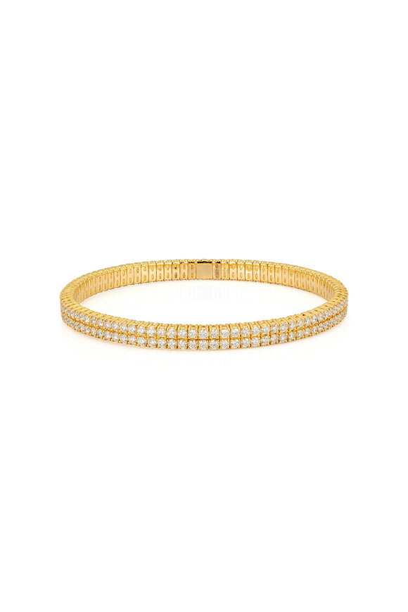 ZYDO 18k Yellow Gold Flat Diamond Stretch Bracelet - view 2