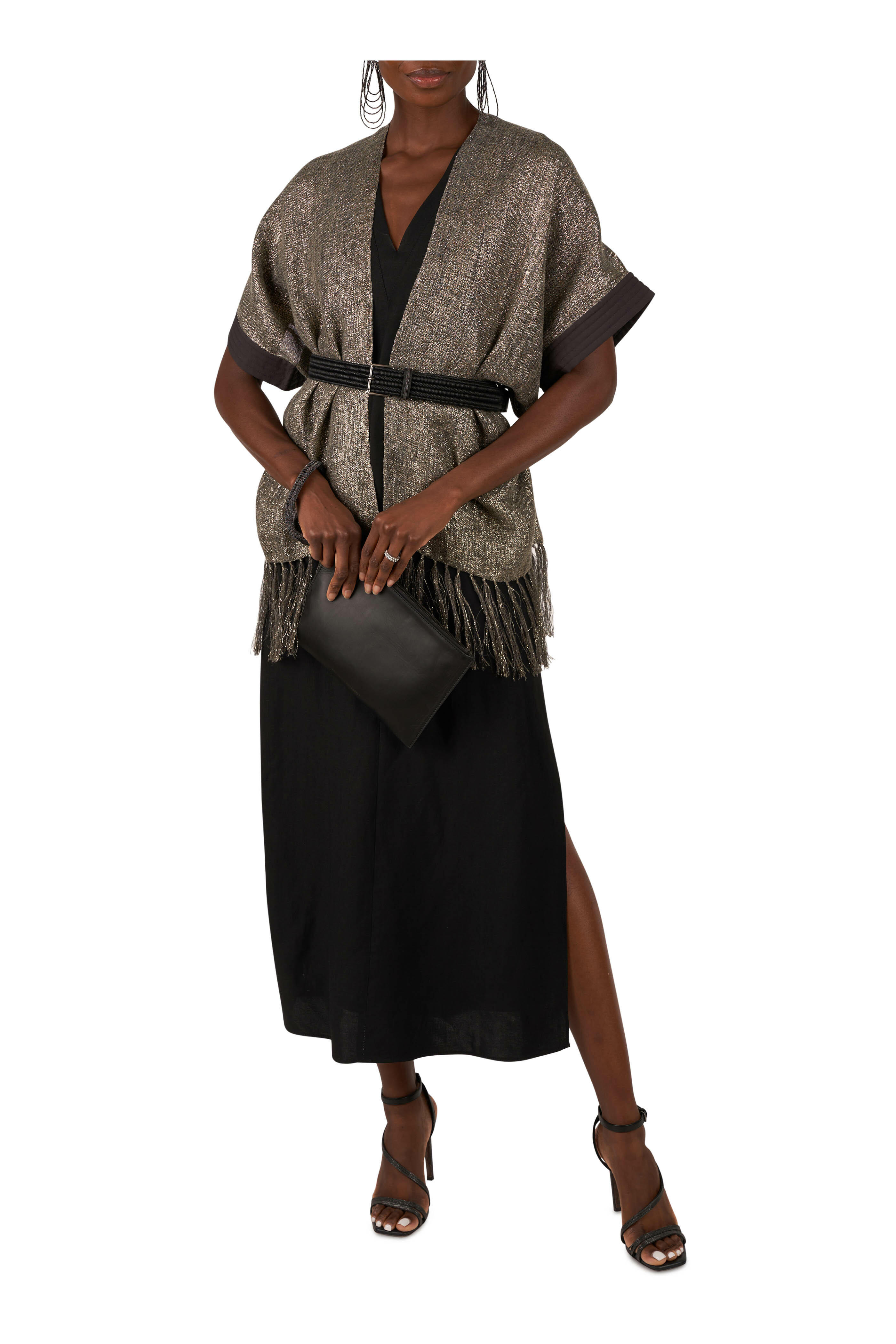 Brunello Cucinelli - Black Fluid Twill Monili Maxi Dress