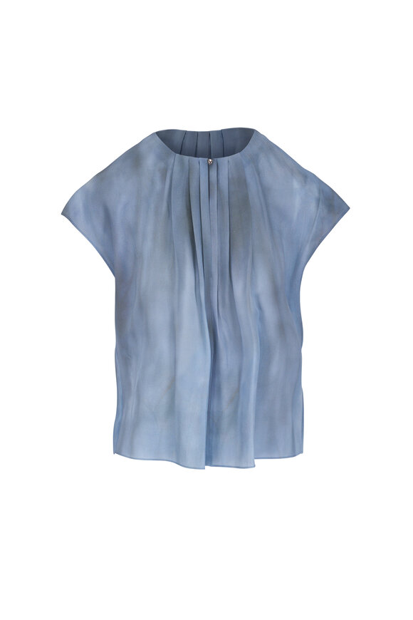 Vince Azura Washed Ombré Silk Gathered Blouse