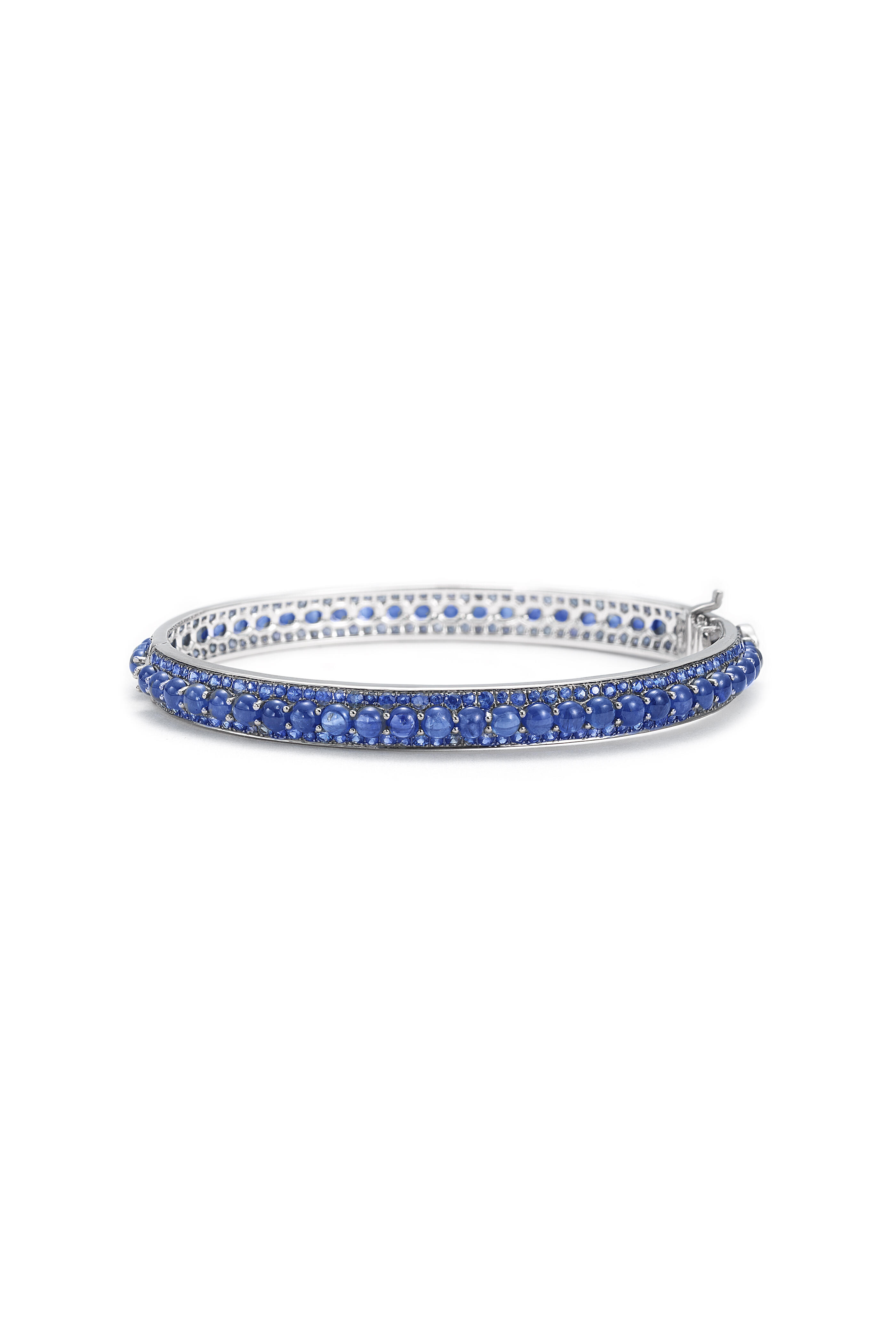 Nam Cho - 18k White Gold Blue Sapphire Diamond Lock Bangle
