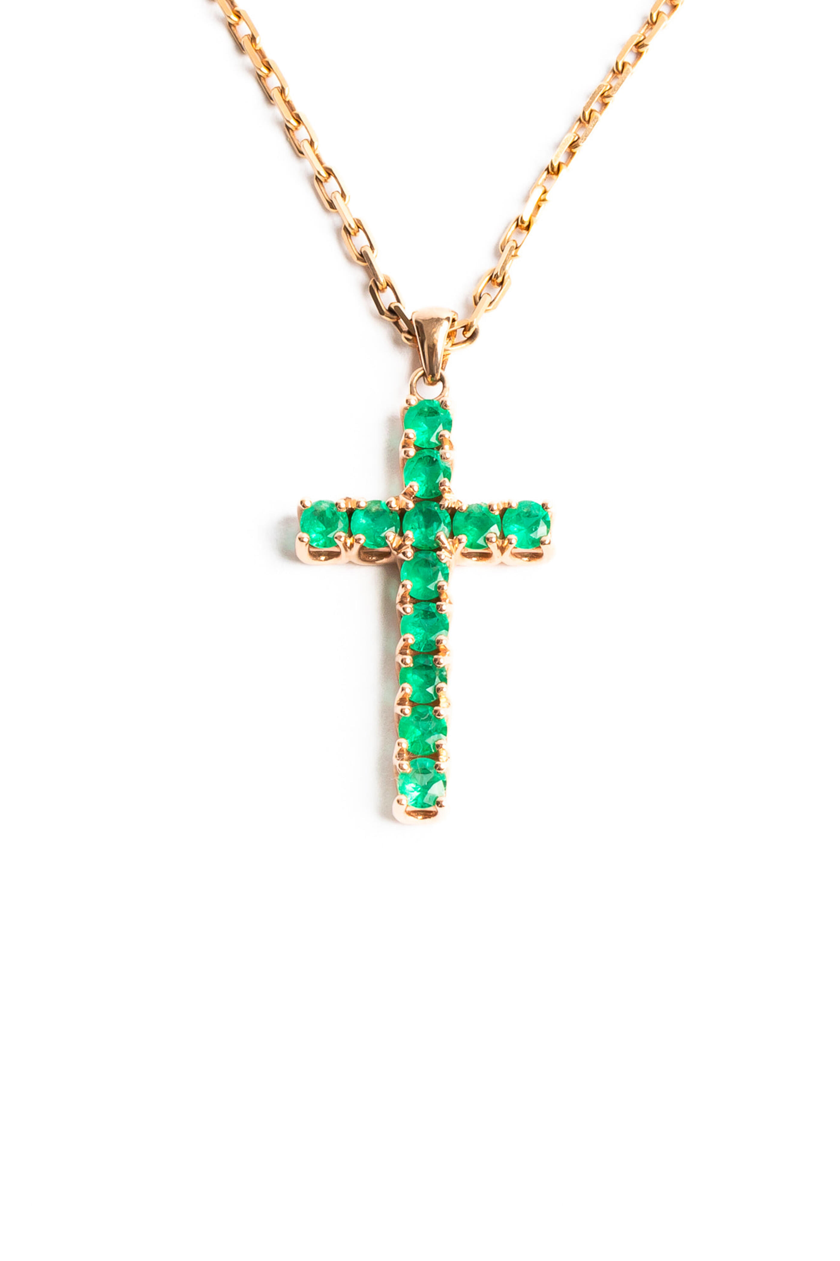 Genevieve Lau - Rose Gold Emerald Cross Necklace