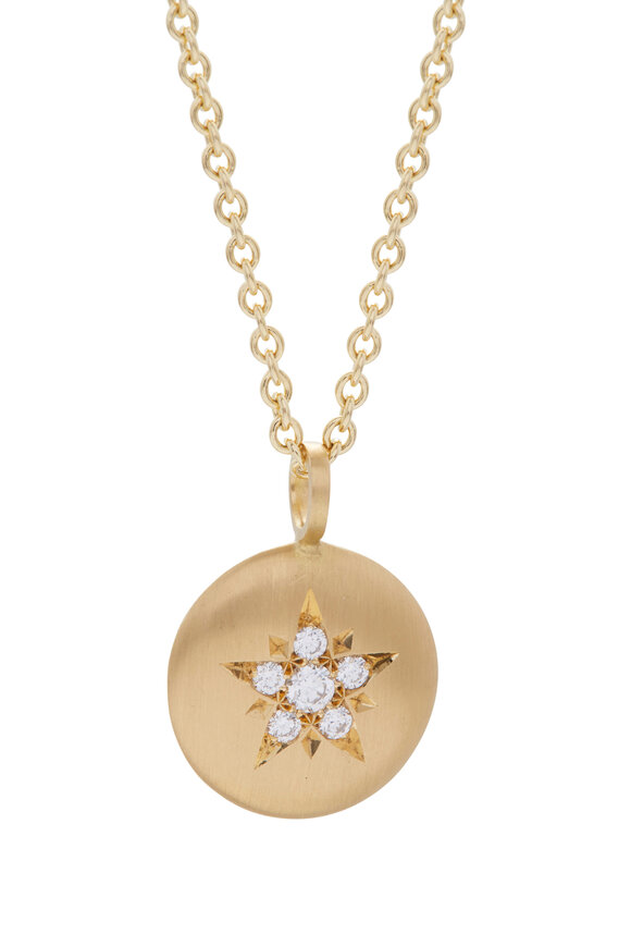 Caroline Ellen 20K Yellow Gold Lentil Pendant Necklace - view 2