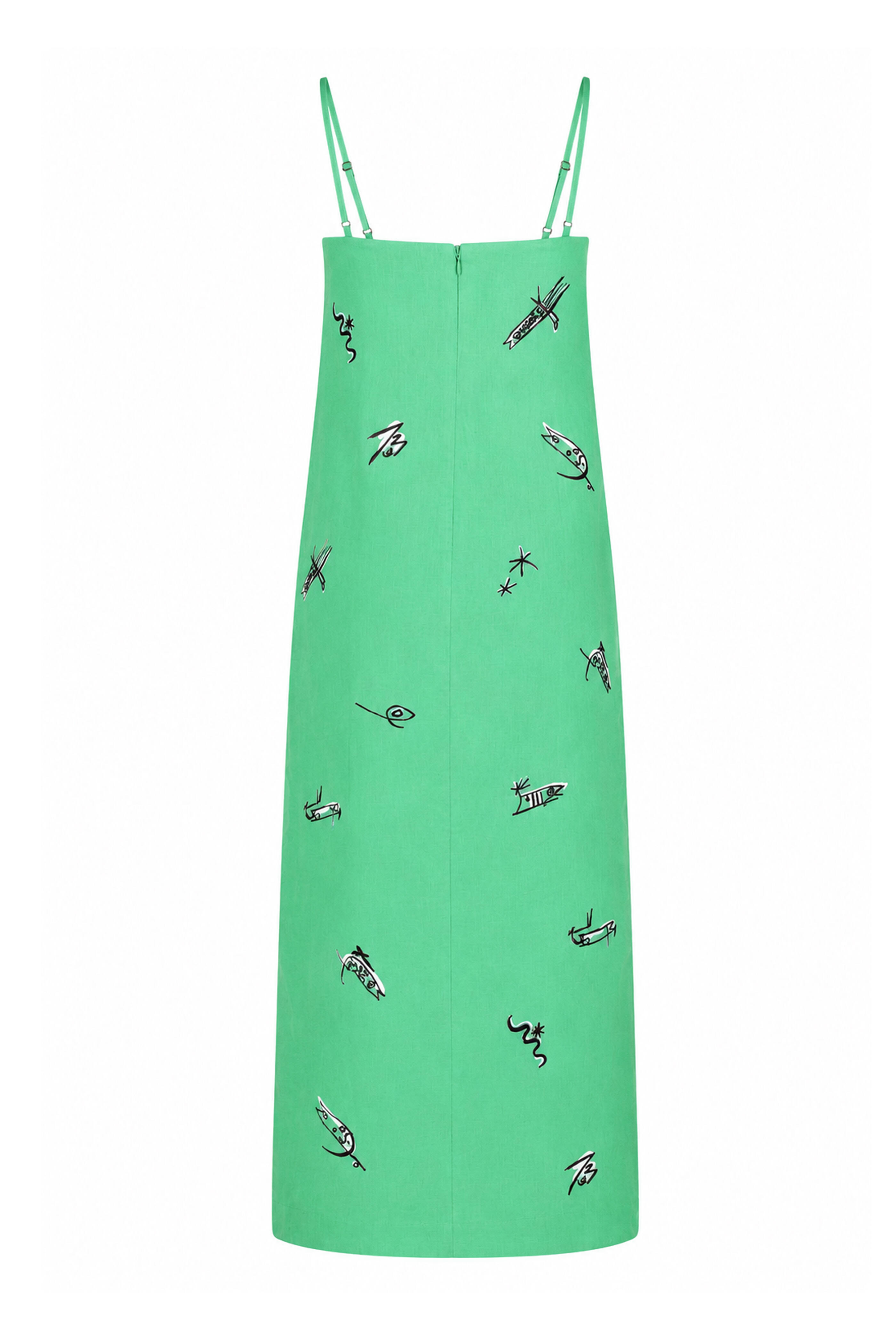 Alémais - Wanda Green Embroidered Midi Dress