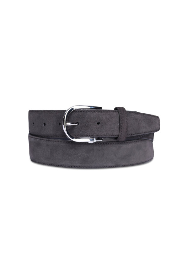 Brioni Joycolors Coffee Suede Rounded Belt