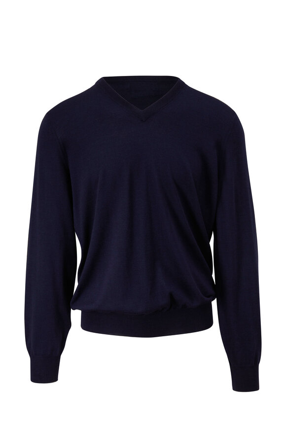 Brunello Cucinelli - Navy Cashmere & Wool Sweater 