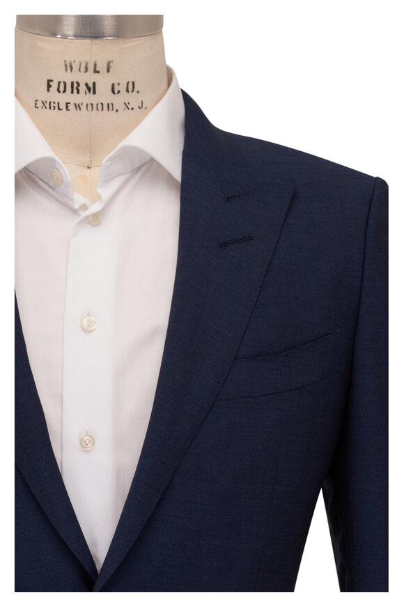 Tom Ford Poplin O'Connor Solid Blue Wool Blend Suit