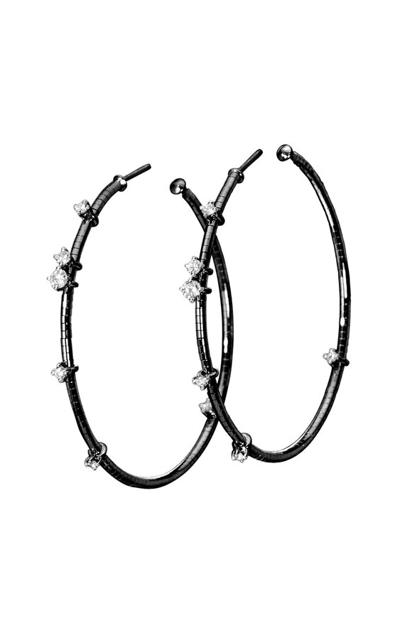 Mattia Cielo 18k Black Gold Diamond Hoop