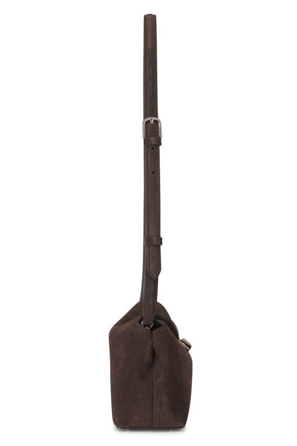 Totême T-Lock Brown Suede Clutch - view 3