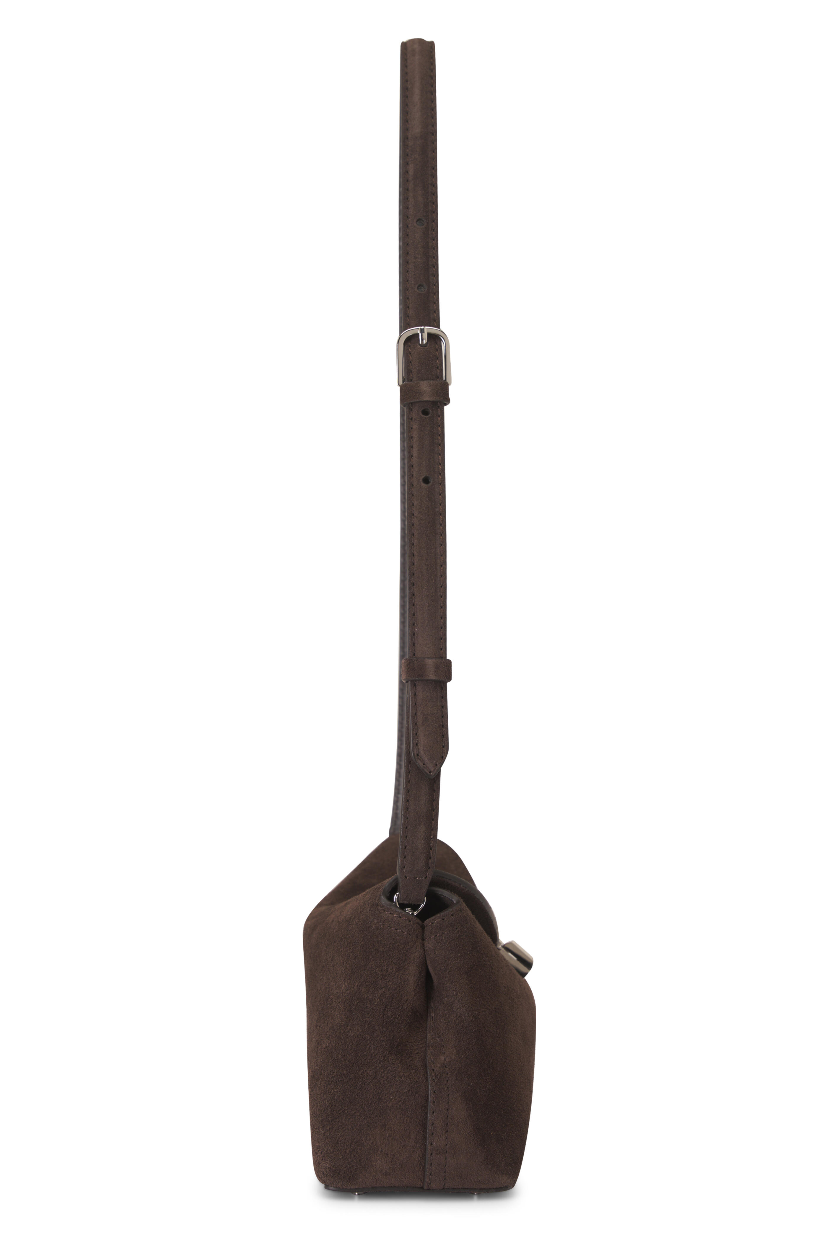 Totême - T-Lock Brown Suede Clutch