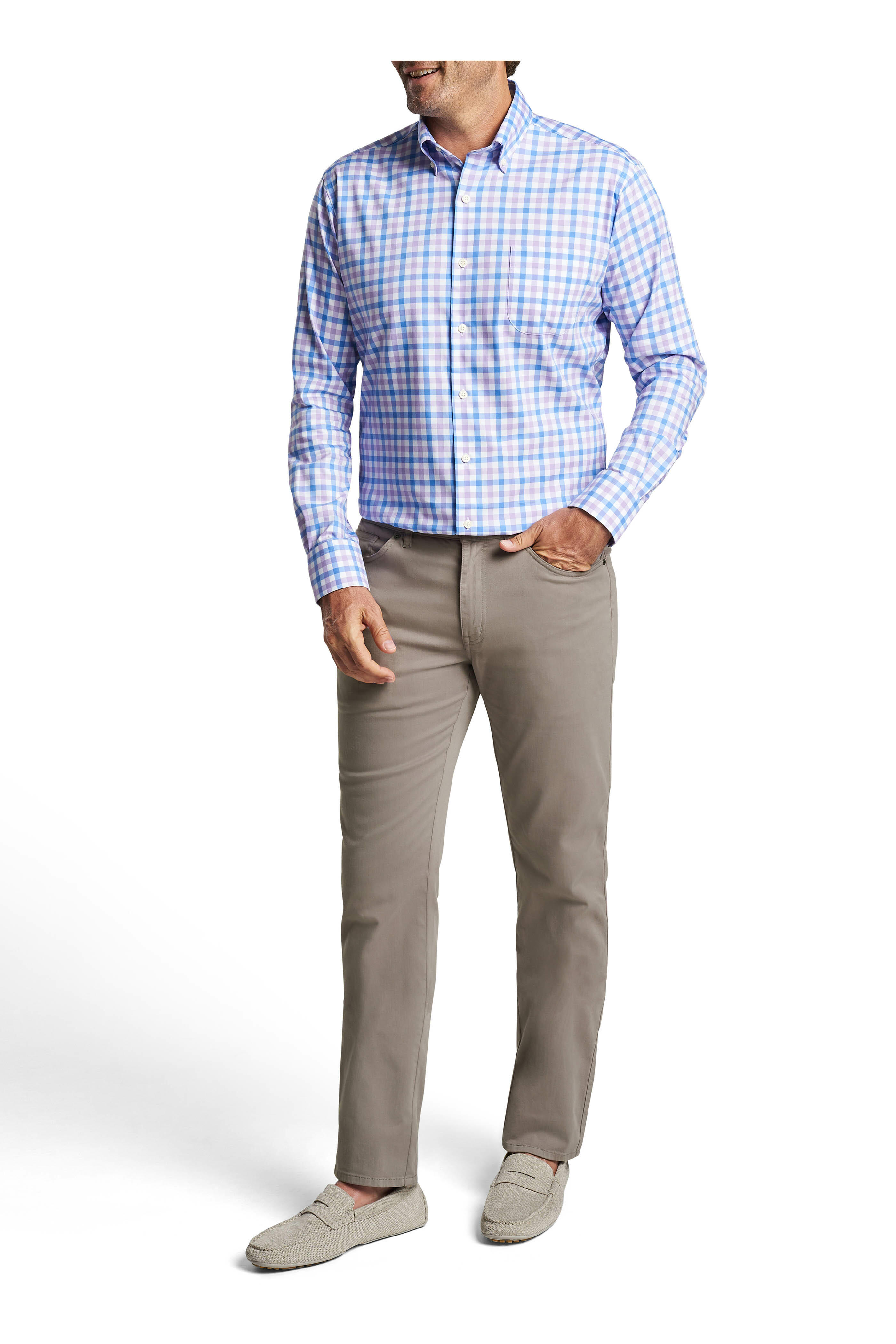 Peter Millar - Gray Sateen Five Pocket Pant | Mitchell Stores