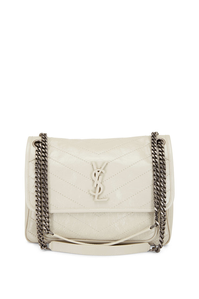 Saint Laurent - Cassandre Lisse Beige Leather Large Shoulder Bag