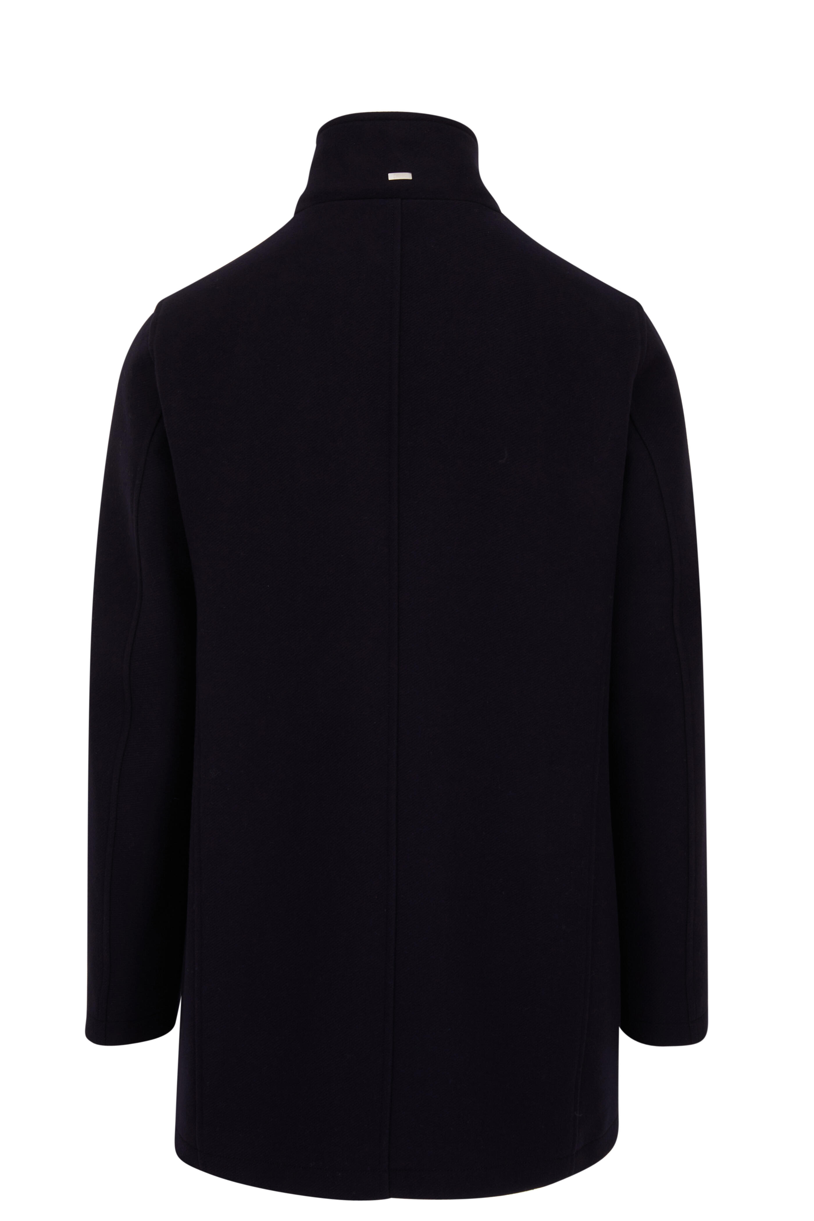Herno Navy Wool Car Coat Mitchell Stores