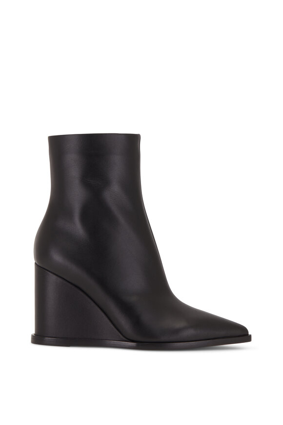 Gianvito Rossi - Hamnes Black Leather Wedge Bootie