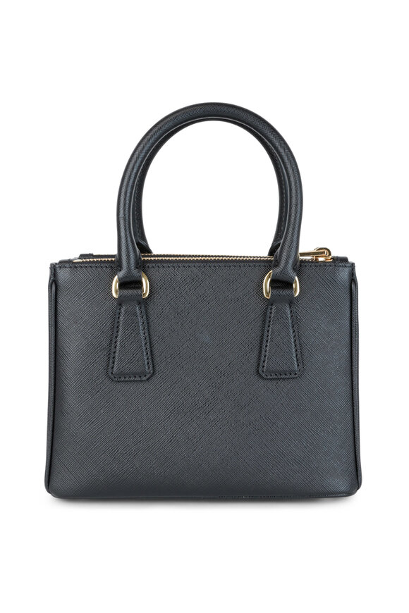 Prada - Black Leather Top Handle Small Tote 