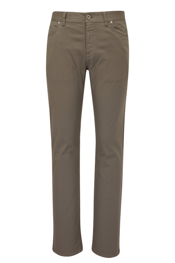 Brioni - Olive Garment Dyed Five Pocket Pants 
