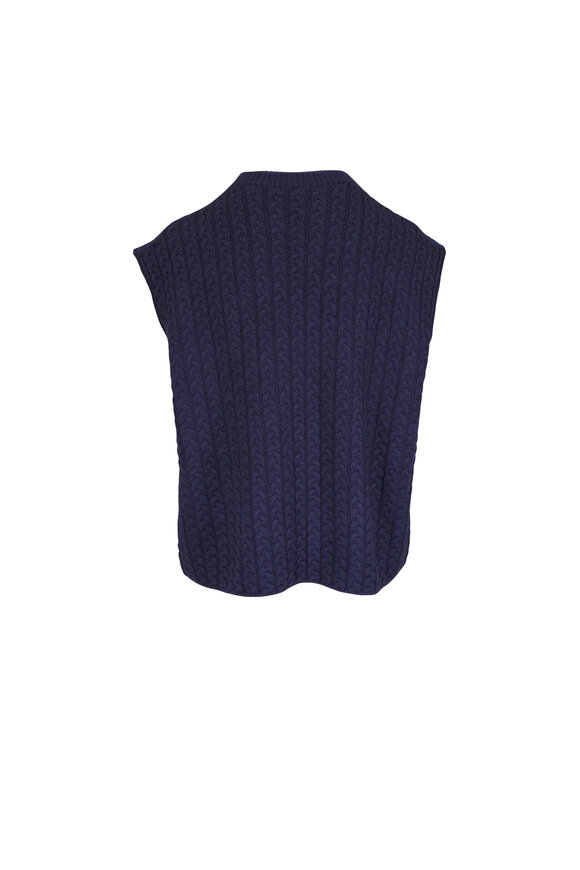 Loewe Navy Blue Wool Knit Logo Vest - view 3